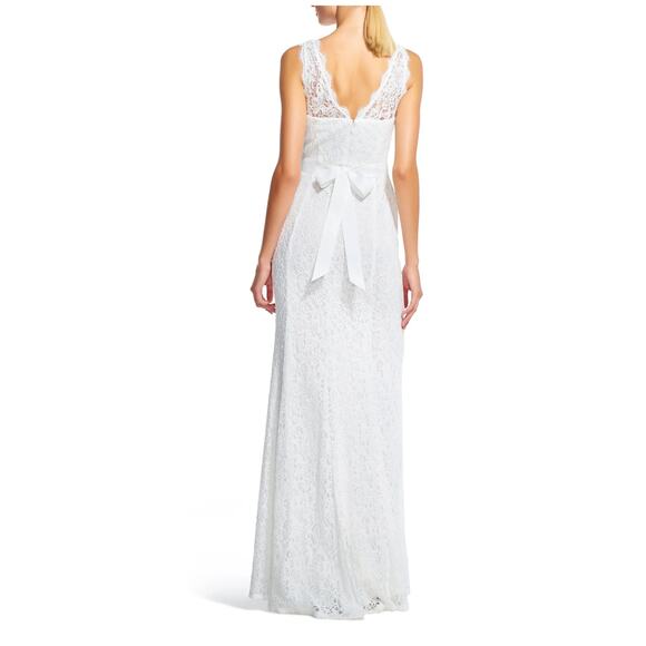 ADRIANNA PAPELL Sleeveless Lace Overlay Illusion Gown Size US/14 - Picture 4 of 11